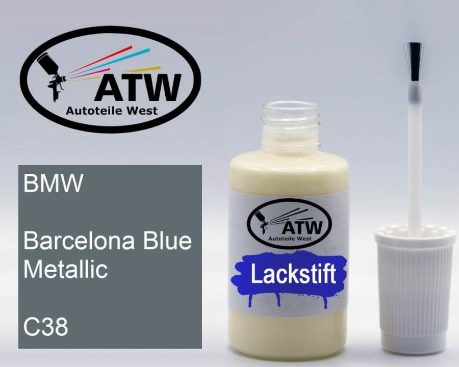 BMW, Barcelona Blue Metallic, C38: 20ml Lackstift, von ATW Autoteile West.